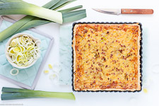 Quiche with leeks and ham