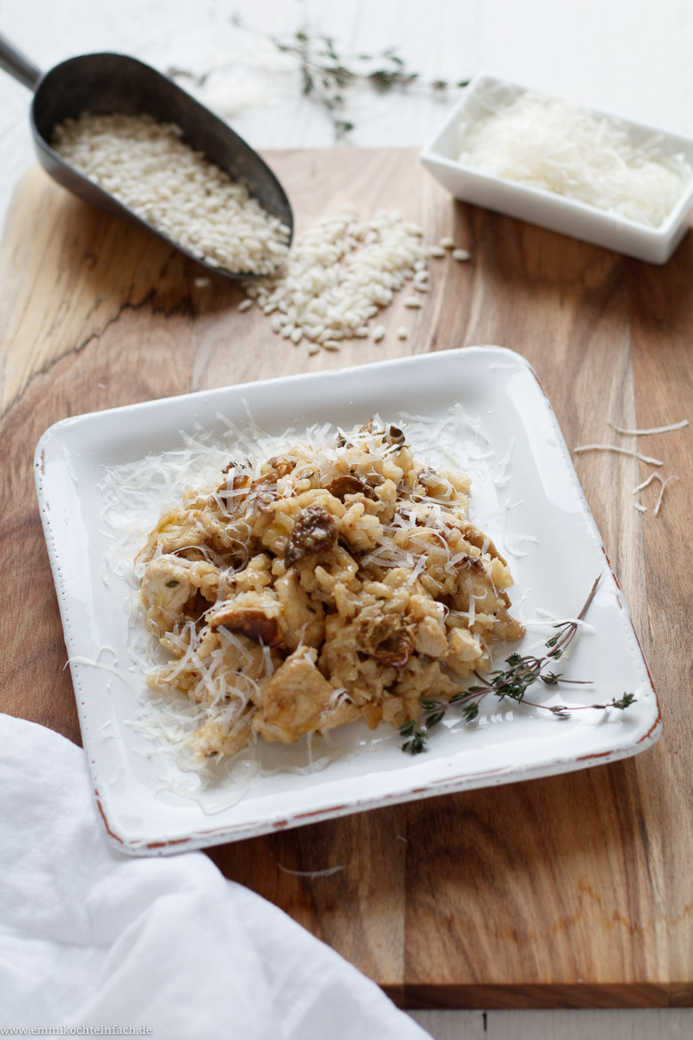 Ofen-Risotto mit Steinpilzen und Hähnchenbrustfilet - www.emmikochteinfach.de