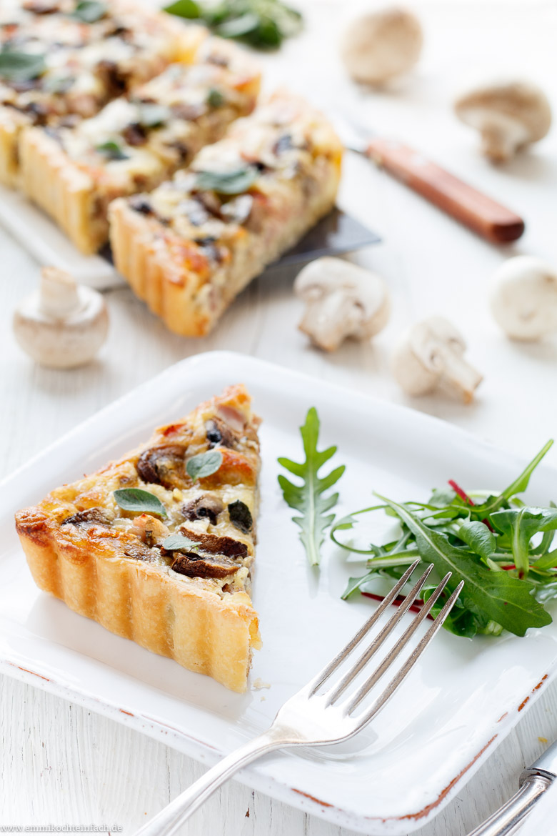 Quiche mit Schinken, Champignons und Mozzarella - www.emmikochteinfach.de