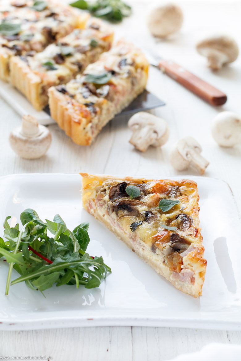 Quiche mit Schinken, Champignons und Mozzarella - www.emmikochteinfach.de