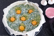 Spinach pie with Ricotta and Egg-nests