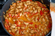 Peppers sliced Turkey from the pan